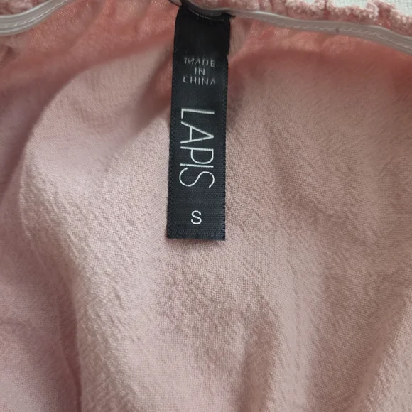 Lapis Sleeveless Boho Blush Pastel Pink Maxi Dress w/Embroidery. Linen Size S - Picture 5 of 11